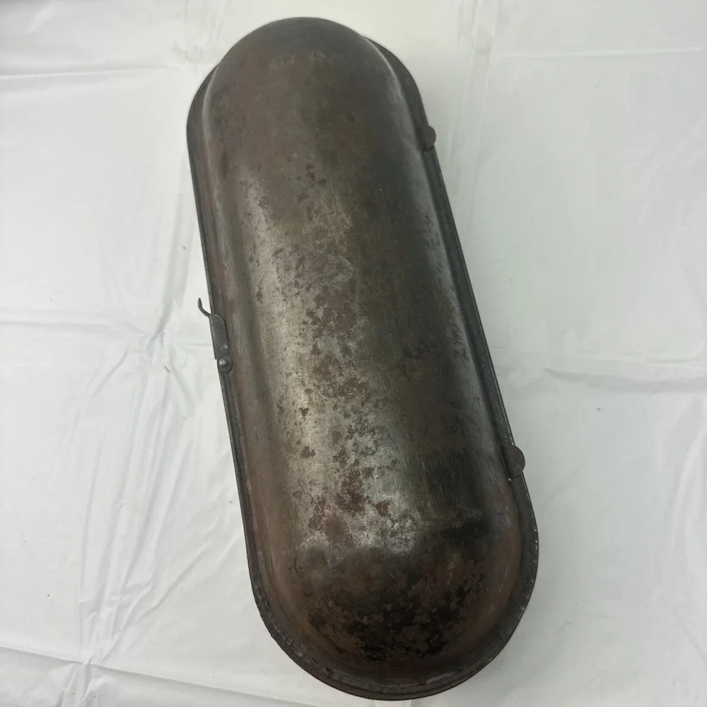 Antique Ideal Bread Pan Patent Aug 1899 Hinged Tin Cylindrical Baking Mold 13in
